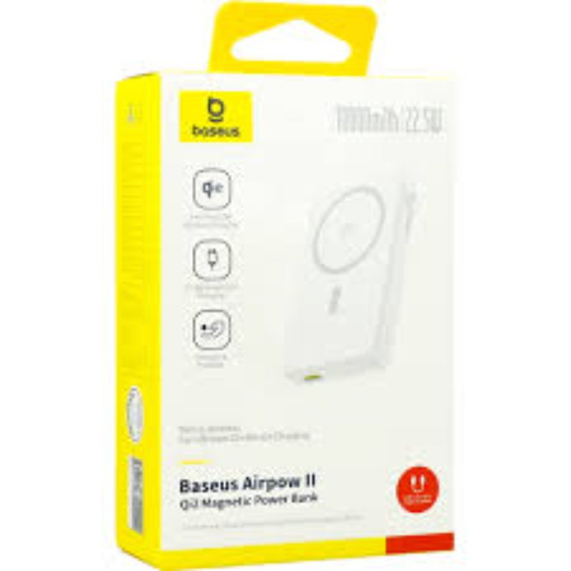 Baseus Airpow2 qi2 magnetic powerbank 10000mAh 22.5w (white), , medium-null