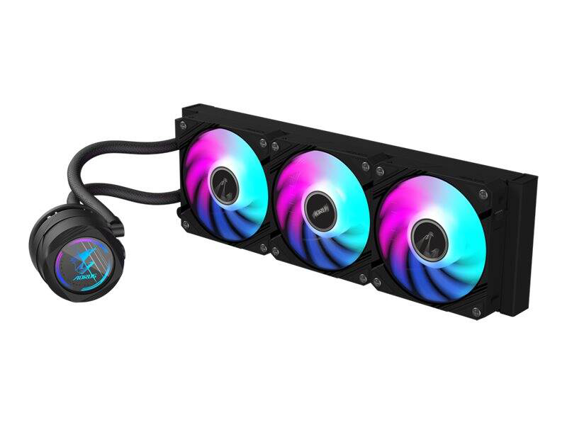 Gigabyte aorus waterforce II 360 aio liquid CPU cooler 360mm 3x 120mm argb fans ez-chain daisy-chain intel AMD black-null