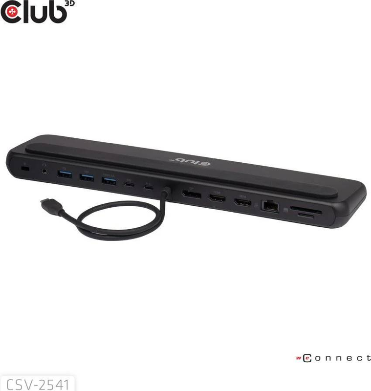 Club 3d csv-2541 12-in-1 USB-c triple display docking station 2x HDMI displayport 8k 100w pd charger sd gbe black-null