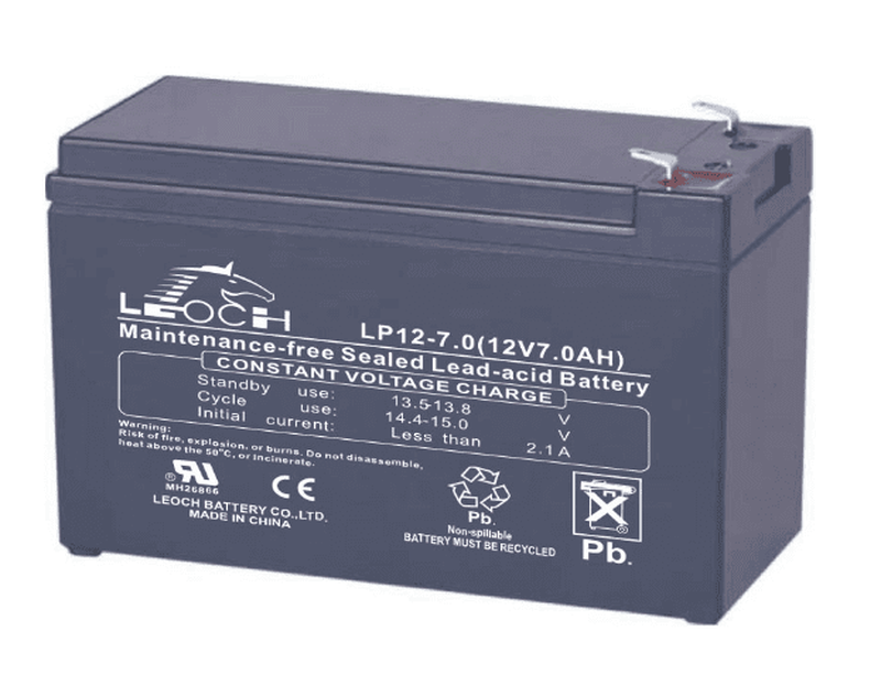 Lp12-7 leoch 12v 7ah rechargeable sealed lead acid battery with f1 terminals, , medium-null