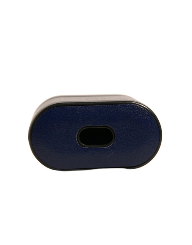 Blue leather logo print flip holder AirPods case-null