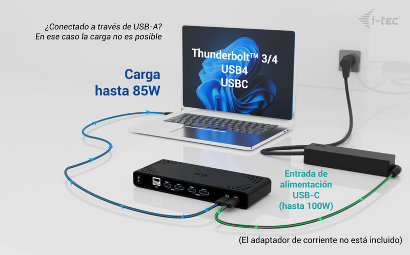I-tec universal dual 4k display docking station + power delivery 85w, wired, USB 3.2 Gen 1 (3.1 Gen 1) Type-C, 85 w, 10,100,1000 mbit/s, black, 5GBit/s, , medium-null