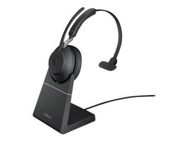 Jabra evolve2 65 mono uc bluetooth wireless on-ear headset USB-a link 380a charging stand 37h battery 3 mic busylight black-null