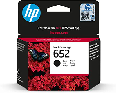 HP ink cartridge 652 black, Black, medium