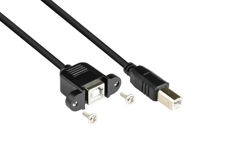 Alcasa USB 2.0 b/USB 2.0 b, 0.5m / 0.5 m / USB b / USB b / USB 2.0 / male/female / black-null