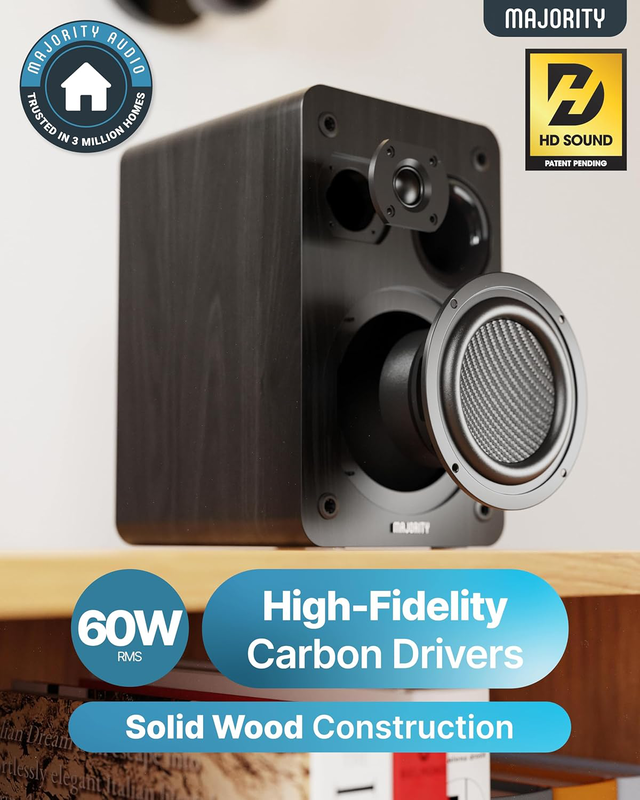 Majority mini hifi 2xspeakers cd/bt/USB/fm/iradio 60w homerton black, , medium-null