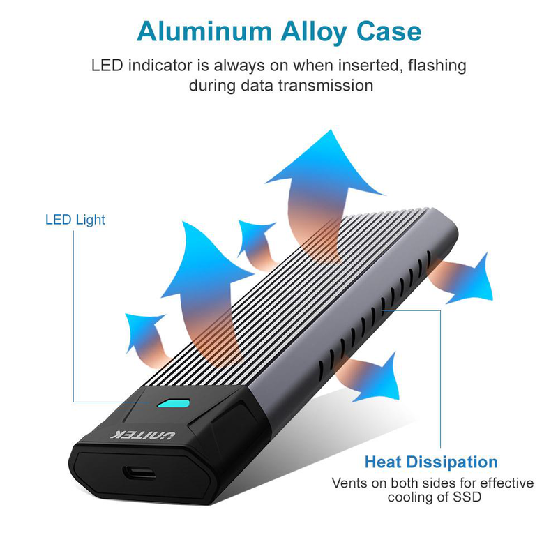 Unitek s-1203a USB3.1 Gen2 Type-C to m.2 SSD nvme enclosure, , medium-null