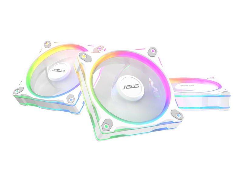Asus prime mr120 argb 120mm pwm case fan triple pack 1600rpm 58cfm 20 addressable rgb leds white-null