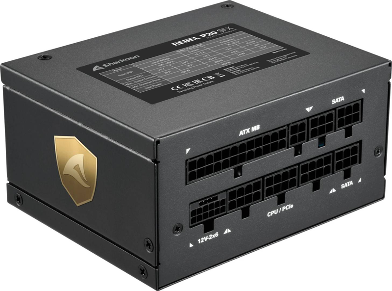 Sharkoon rebel p20 sfx 850w sfx psu 80+ platinum cybenetics fully modular atx 3.1 12v-2x6 black-null