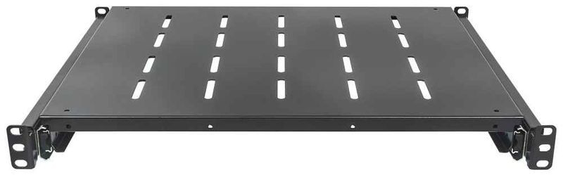 Intellinet 19" sliding shelf, 1u, 800 to 1000mm depth, shelf depth 550mm, black - rack shelf - black, ral 9005 - 1u - 19", , medium-null