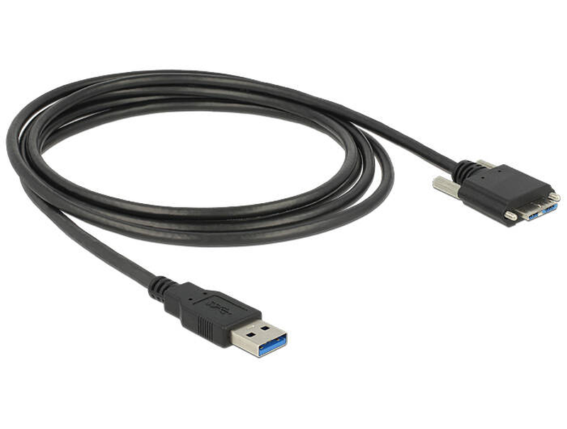 Delock / USB cable / micro-USB type b (m) to USB type a (m) / USB 3.0 / 3 m / thumbscrews / black-null