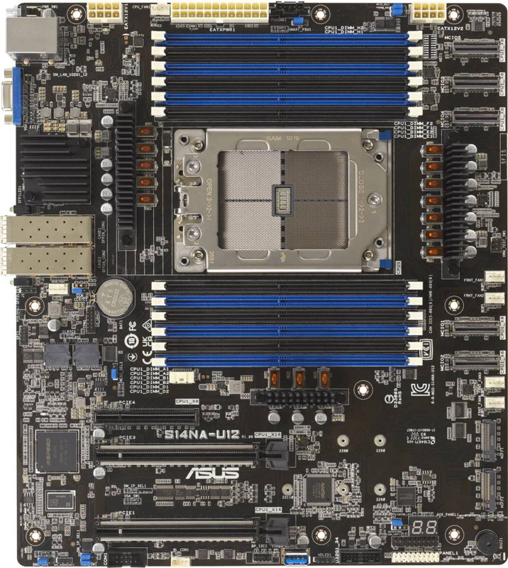 Asus s14na-u12 server motherboard socket sp6 AMD epyc 8004 ceb 12x ddr5 rdimm pcie 5.0 dual 25G sfp28 ipmi-null