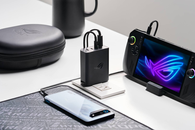 Asus rog 140w USB-c gan charger 3x USB-c + 1x USB-a pd 3.1 pps smart port balancing eu+uk black-null