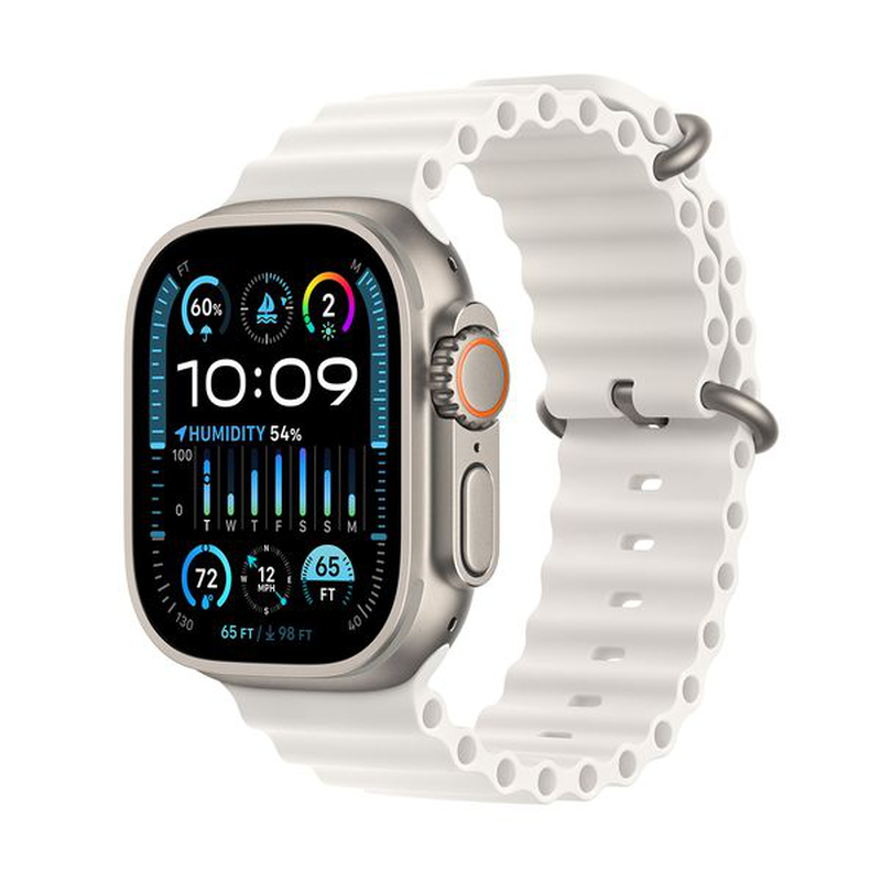 Watch ultra 2 GPS + cellular 49mm titanium case with white ocean band, , medium image number null