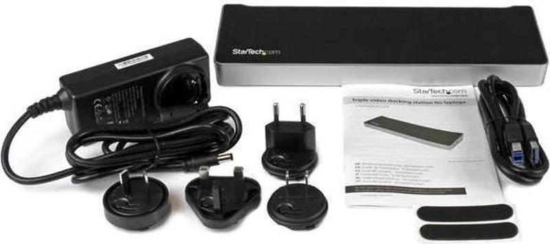 Startech USB3dockh2dp USB 3.0 triple monitor docking station 2x displayport HDMI 4k displaylink 5x USB-a gbe black-null