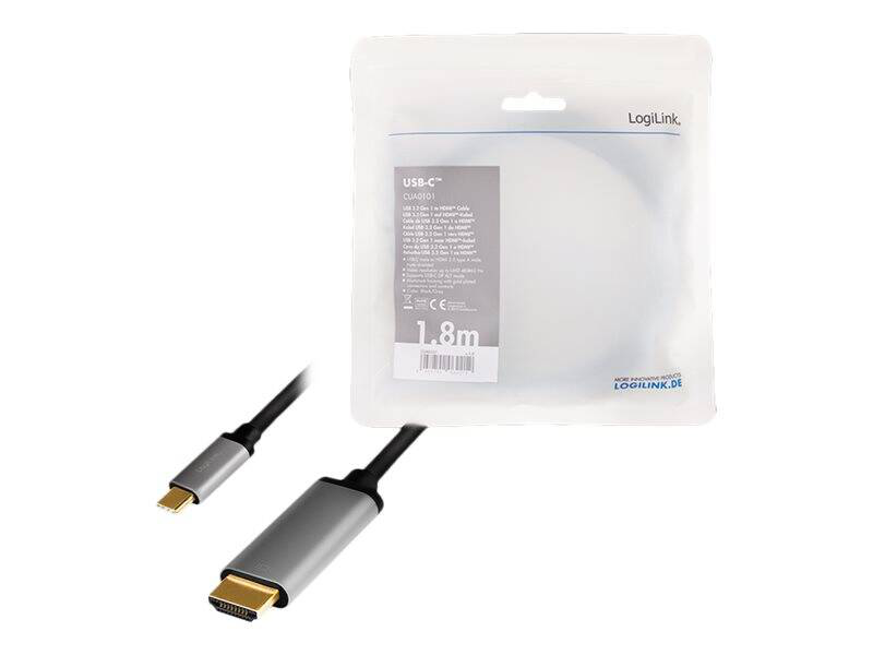 Logilink - adapter cable - HDMI male to USB-c male - 1.8 m - triple shielded - black - 4k60hz (3840 x 2160) support-null