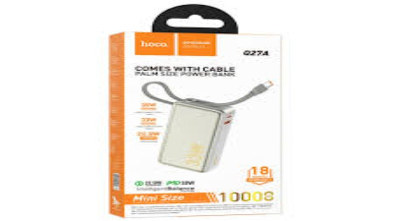 Hoco q27a jewel 33w power bank with cable, 10000mAh, titanium gold, , medium-null