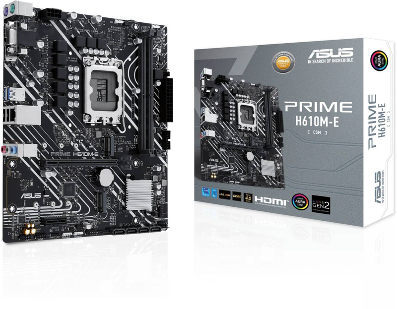 Asus prime h610m-e-csm intel h610 lga1700 micro-atx motherboard ddr5 dual m.2 pcie 4.0 HDMI dp vga-null