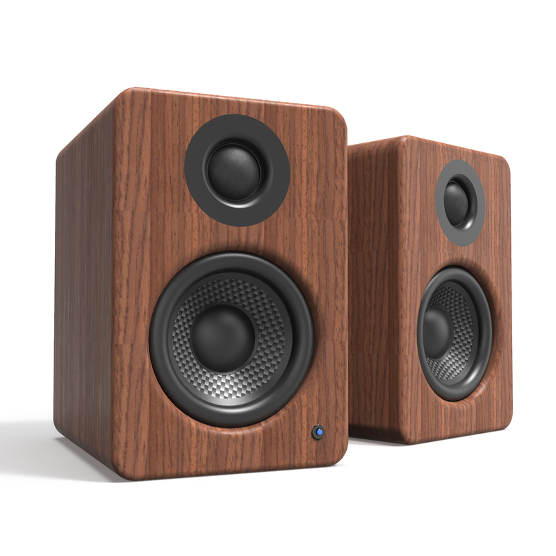 Kanto yu2 100w powered desktop speakers with aux and USB inputs - walnut, pair-null
