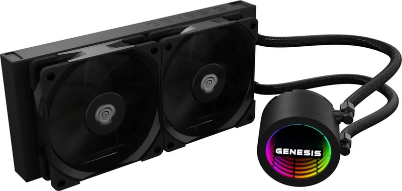 Genesis hydria 240 nlg-2318 240mm aio liquid CPU cooler dual 120mm fdb fans 250w tdp black-null