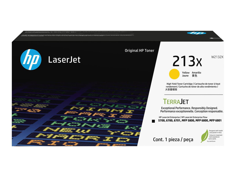 Hp 213x high yield yellow toner cartridge w2132x for laserjet enterprise 5700/6700 up to 6,000 pages-null