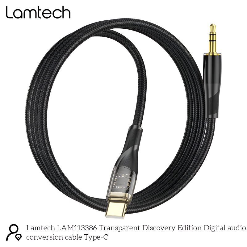 Καλώδιο ήχου lamtech Type-C σε 3,5mm jack 1m, , medium image number null