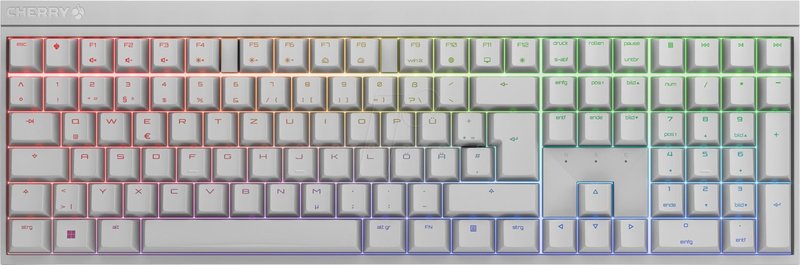 Cherry mx 2.0s - keyboard - backlit - USB - qwertz - german - key switch: cherry mx blue - white, , medium-null