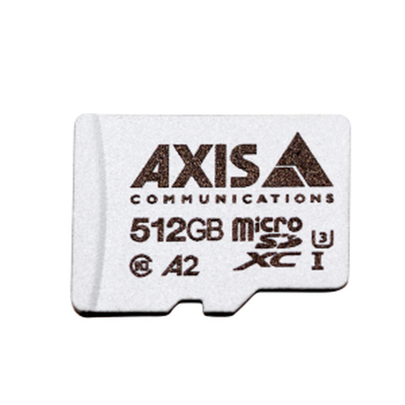 Axis surveillance - flash memory card (microsdxc to sd adapter included) - 512GB - a2 / uhs-i u3 / class10 - microsdxc uhs-i - for axis d3110, m3085, m3086, m5075, m7116, p3818, q1656, q1715, q1942, q6100; p37 series-null
