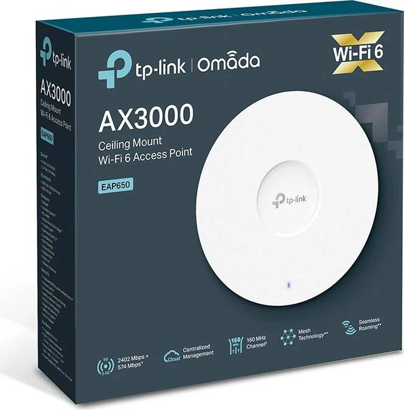 Tp-link omada eap650 Wi-Fi 6 access point ax3000 dual-band 2x2 gigabit poe+ ceiling mount omada sdn cloud-null
