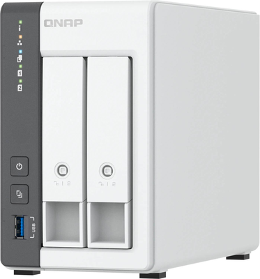 Qnap ts-216g 2-bay diskless nas arm cortex-a55 quad-core 4GB ddr4 2.5GBe built-in npu ai white, White, medium