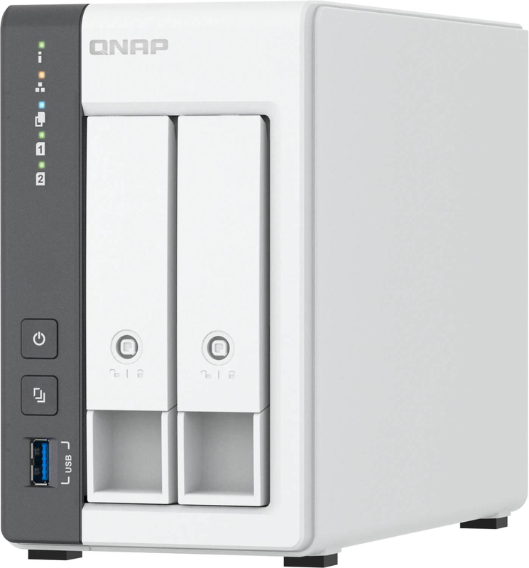 Qnap ts-216g 2-bay diskless nas arm cortex-a55 quad-core 4GB ddr4 2.5GBe built-in npu ai white-null