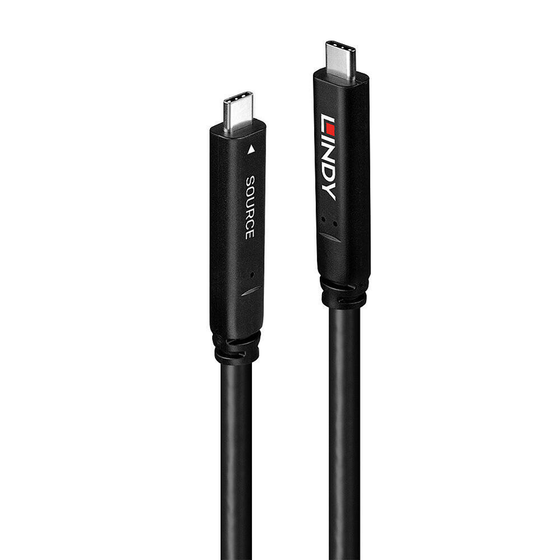 Lindy 43333 | 10m USB 3.2 Gen 2 & displayport 1.4 Type-C fibre optic hybrid cable | 10GBps | 4k@60hz | 60w pd | thunderbolt 3-null