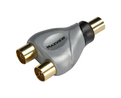 Maxview mxr0042 TV 2 way coax y splitter gold plated