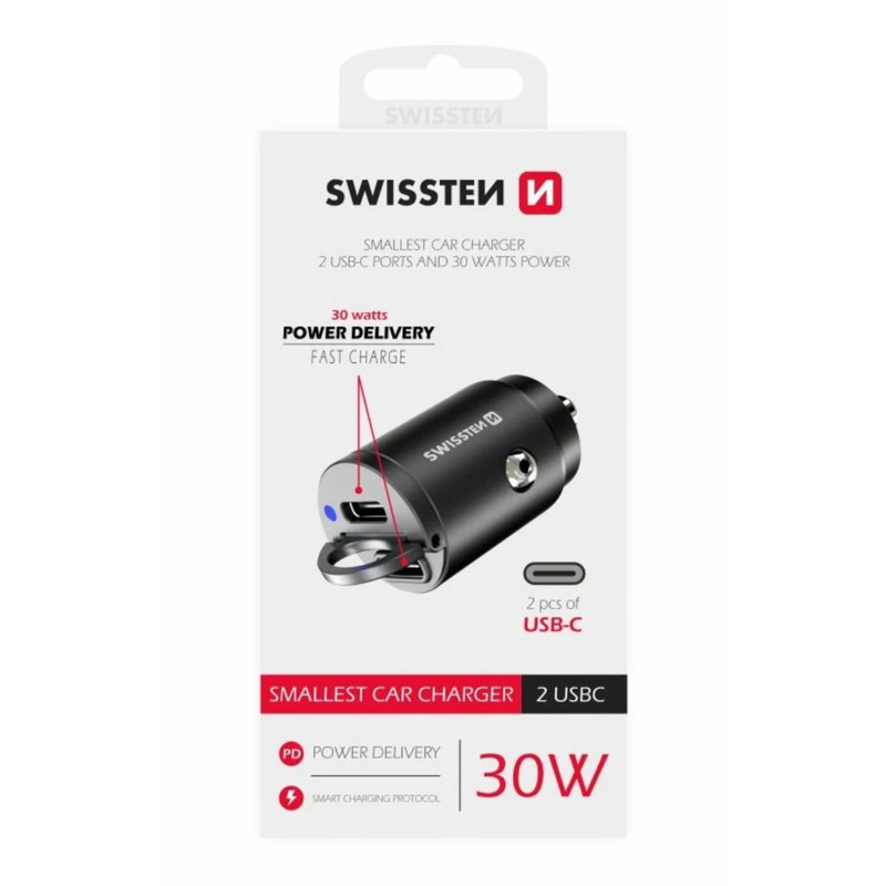 Swissten nano &phi;&omicron;&rho;&tau;&iota;&sigma;&tau;ή&sigmaf; &alpha;&upsilon;&tau;&omicron;&kappa;&iota;&nu;ή&tau;&omicron;&upsilon; 30w &mu;&epsilon; 2x USB-c & power delivery 20111800 &mu;&alpha;ύ&rho;&omicron;, , medium-null