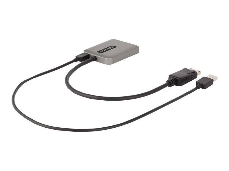 Startech.com 2-port displayport mst hub, dual 4k 60hz, dp to 2x displayport monitor adapter, dp 1.4 multi-monitor video adapter w/ 1ft built-in cable, USB powered, windows only - multi stream transport hub (mst14dp122dp) - hub - 1 x displayport + 1 x micr, , medium-null