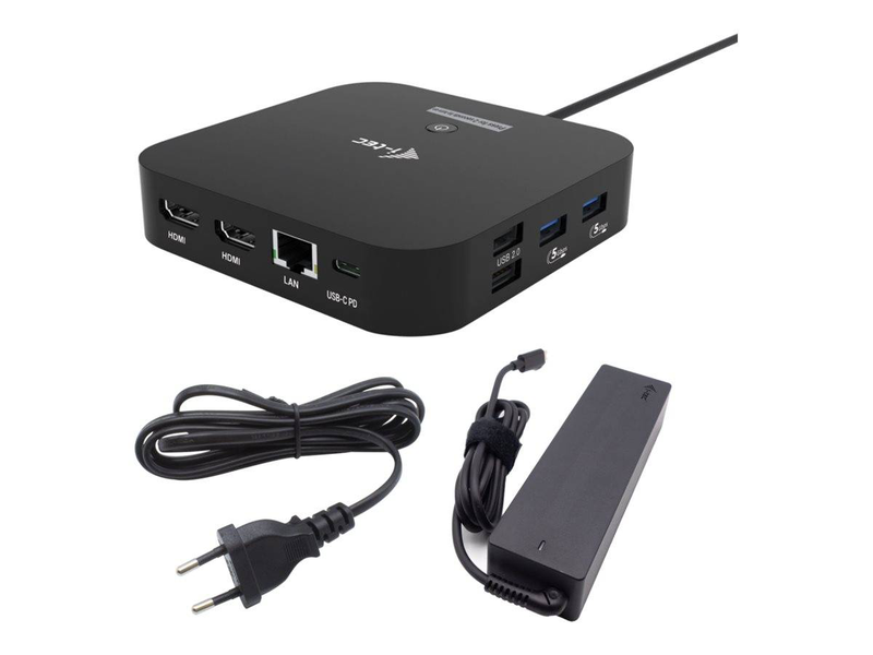 I-tec c31dualhdmidpd100 USB-c dual HDMI docking station 4k 60hz 100w pd charger 4x USB gigabit ethernet black-null