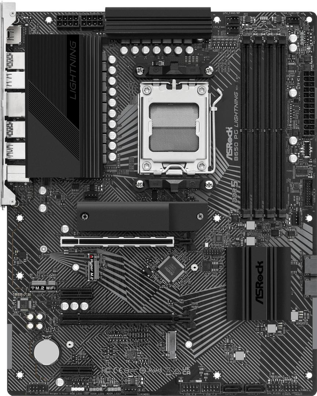 Asrock b650 pg lightning am5 atx motherboard pcie 5.0 m.2 2.5G lan, , medium-null