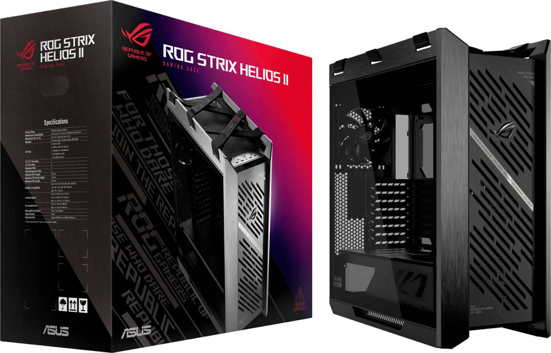 Asus rog strix helios II gx601s mid tower pc case e-atx dual tempered glass 4x 140mm pwm fans USB-c Gen2x2 black-null