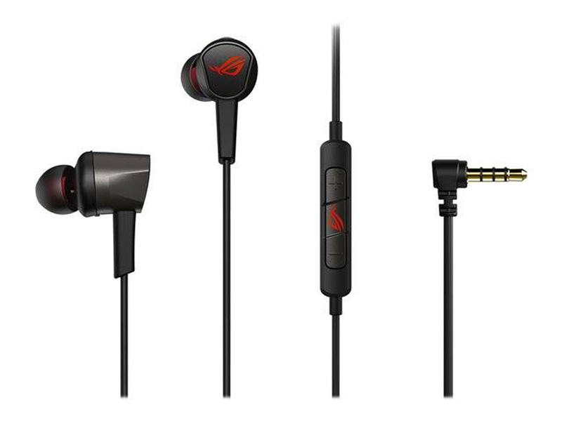 Asus rog cetra II core wired in-ear gaming earphones lsr drivers 3.5mm inline mic virtual 7.1 black red-null