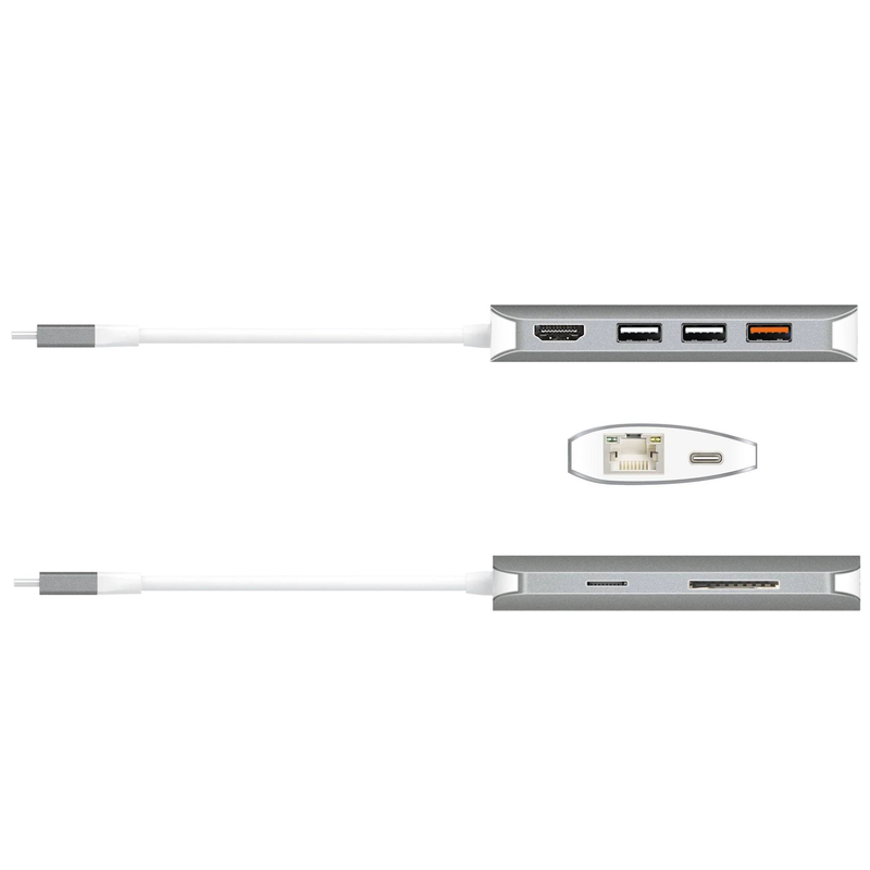 J5create jcd383-n USB-c multi adapter 9-in-1 docking station HDMI 4k gigabit lan 3x USB-a card reader 100w pd silver-null