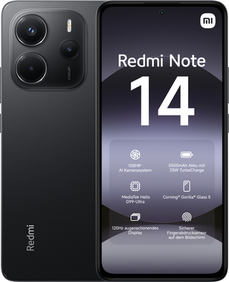 Xiaomi Redmi note 14 mobile phone 4G (6GB/128GB), Black, medium