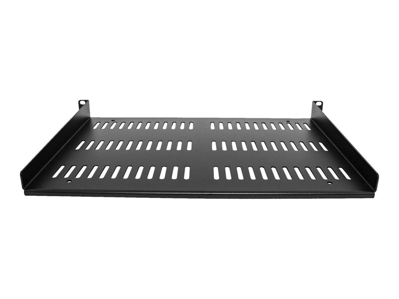 Startech.com 1u vented server rack cabinet shelf, 12in deep fixed cantilever tray, rackmount shelf for 19" av/data/network equipment enclosure w/ cage nuts & screws, 55lbs weight capacity - 1u network rack shelf - rack shelf - black - 1u - 19" | shelf-1u-, , medium-null