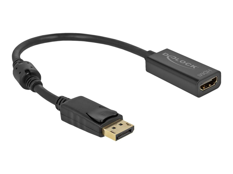Delock / adapter / displayport male latched to HDMI female / 20 cm / black / passive, 4k30hz support-null