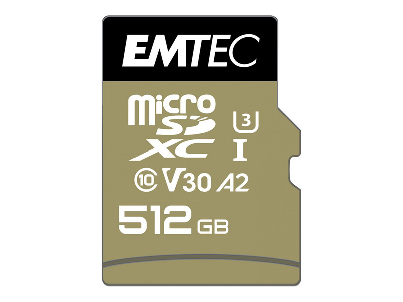 Emtec speedin' pro - flash memory card (sd adapter included) - 512GB - a2 / video class v30 / uhs-i u3 / class10 - 670x - microsdxc uhs-i-null