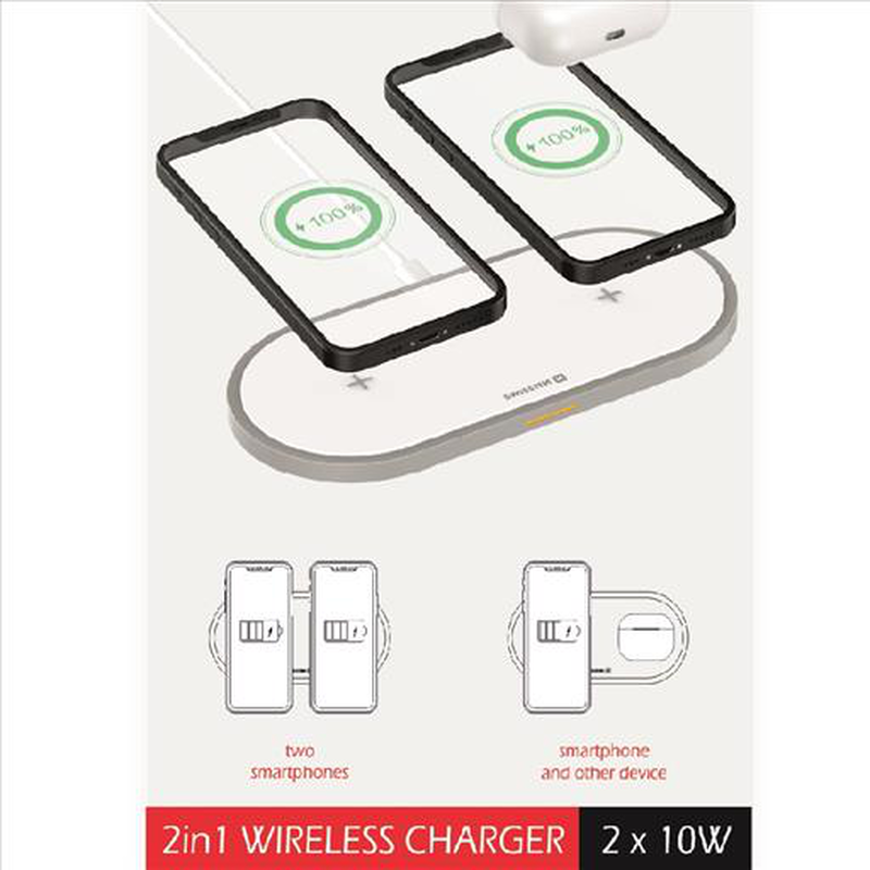 Swissten wireless 2 in 1 charger 20w white, , medium image number null