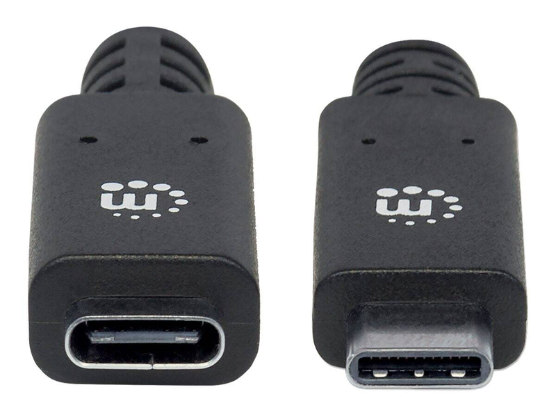 Manhattan USB-c to USB-c extension cable, 50cm, male to female, 10GBps (USB 3.2 Gen2 aka USB 3.1), 5a (super fast charging), superspeed+ USB, black,-null