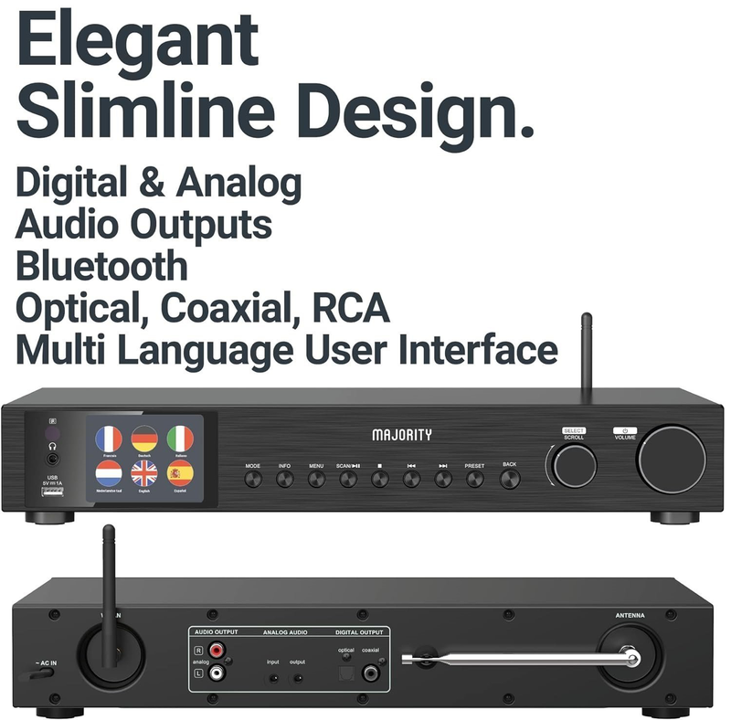 Product image: Majority radio fitzwilliam 2 Wi-Fi/bt/USB/fm/lineout/display black, , medium-null