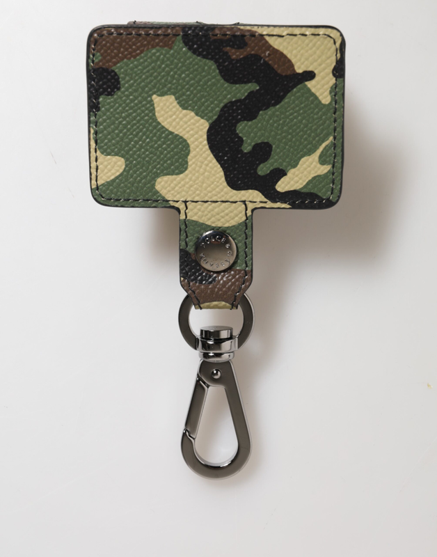 Multicolor camouflage leather metal accessory AirPods case-null