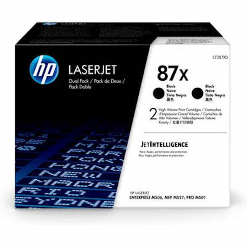 Hp 87x cf287xd black high yield dual pack original toner cartridges for laserjet managed e50045 e52545 &ndash; 2 &times; 18,000 pages-null