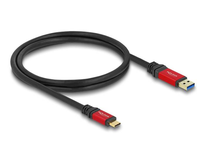 Delock 80617 USB 10GBps cable USB-a to USB-c 1 m red metal USB 3.2 Gen 2-null